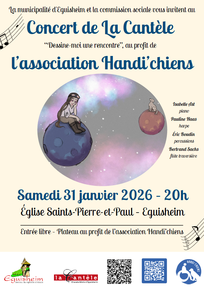 Affiche concert Eguisheim 31 janvier 2026 Handi'Chiens